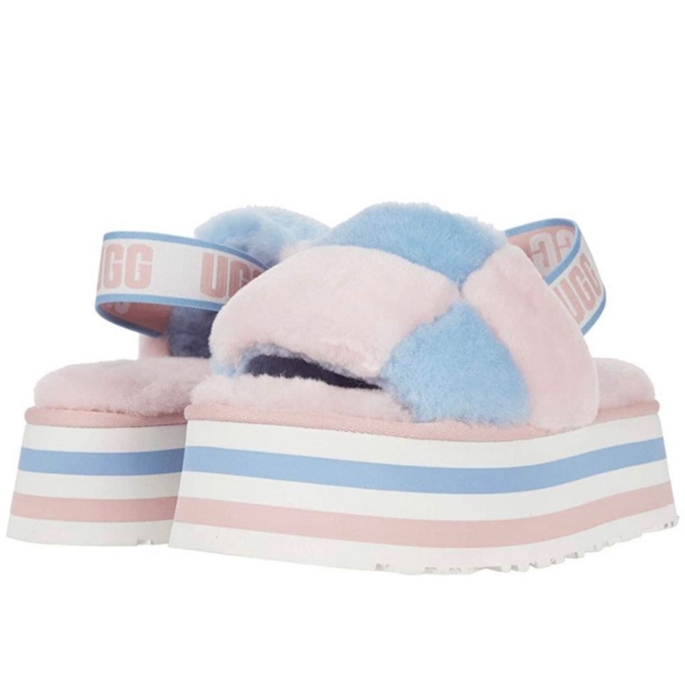Ugg Disco Checkered platform slides Pink/Blue/White